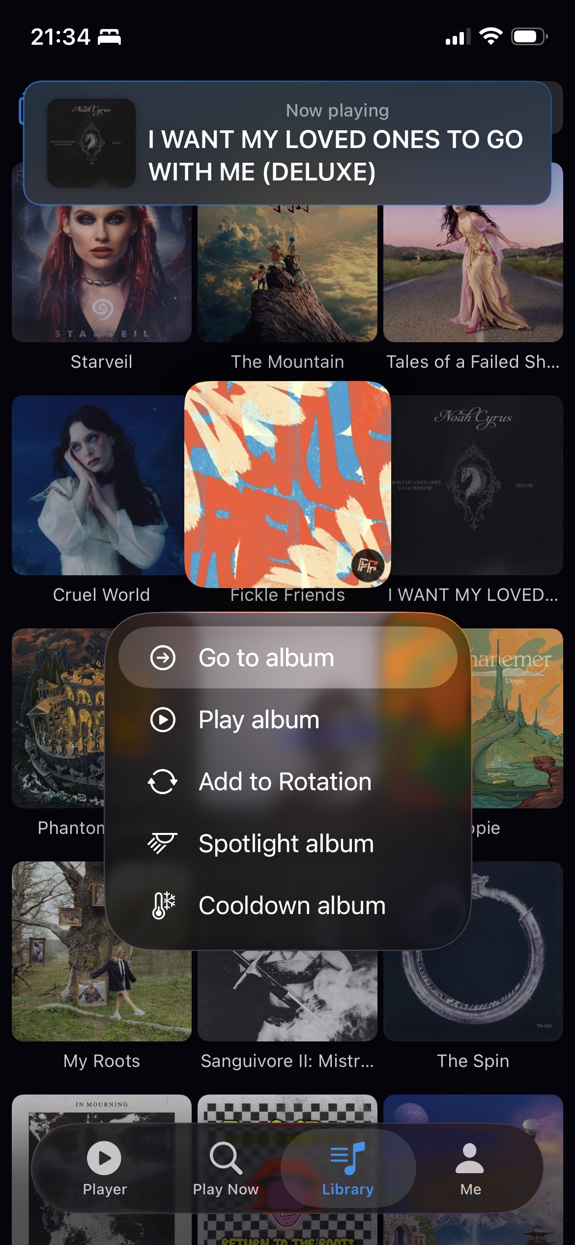 Music for Now library album grid